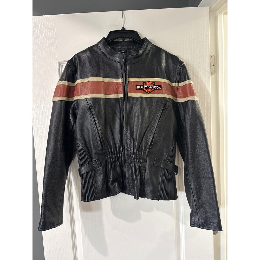 Leather King Thinsulate Motorcycle Jacket Harley Davidson Patches Womens Medium